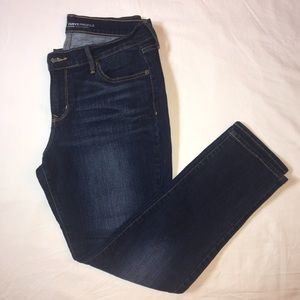 Dark wash jeans, short length